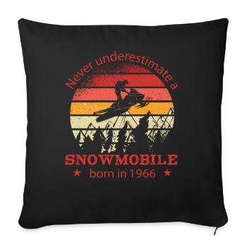 Snowmobile driver born in 1966 Birthday - Sofa pillowcase 17,3'' x 17,3'' (45 x 45 cm) - black - Front