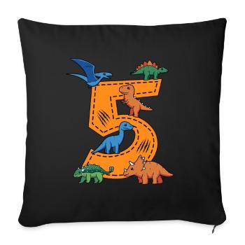 5 Years Dinosaur 5 Birthday Boy - Sofa pillowcase 17,3'' x 17,3'' (45 x 45 cm) - black - Front