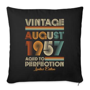 Vintage Aged To Perfection August 1957 - Sofa pillowcase 17,3'' x 17,3'' (45 x 45 cm) - black - Front