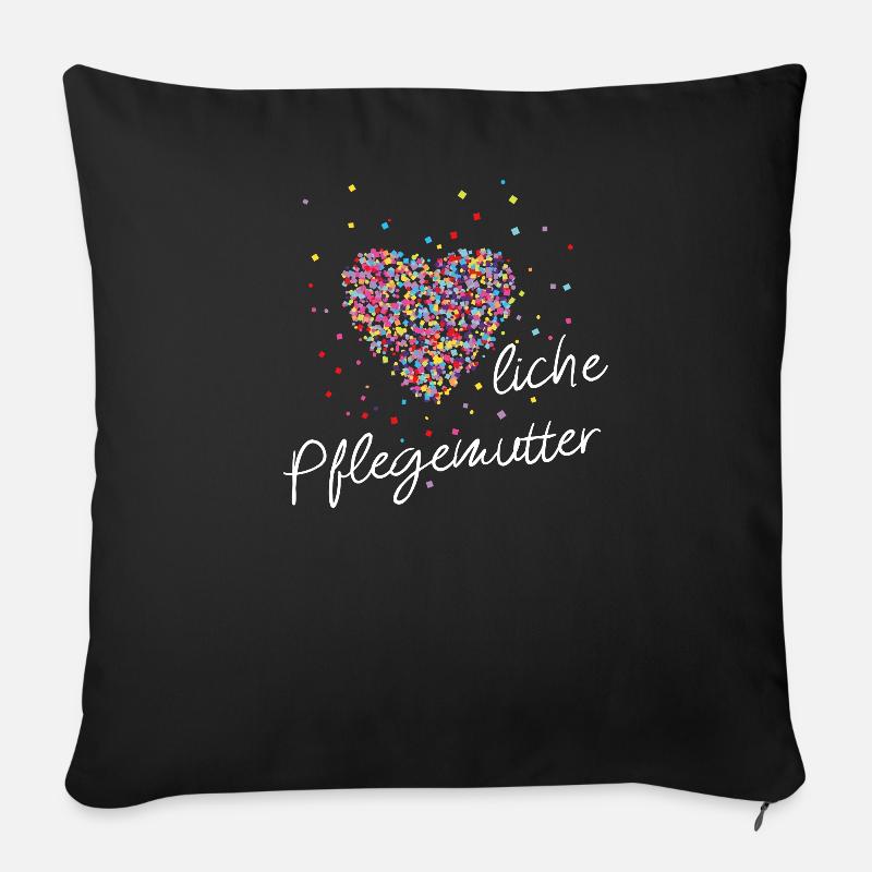 Mère d’accueil Mère d’accueil Mère d’accueil Idée de cadeau - Housse de coussin décorative 45 x 45 cm - noir