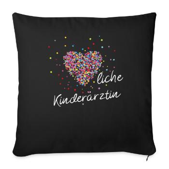 Herzliche Kinderarzt Arzt Geschenk Doktor Geschenk - Sofakissenbezug 45 x 45 cm - Schwarz - Vorne
