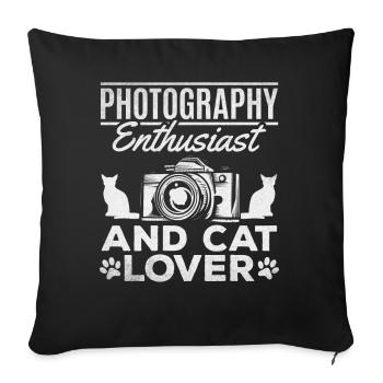 Photography enthusiast and cat lover photographer - Sofa pillowcase 17,3'' x 17,3'' (45 x 45 cm) - black - Front