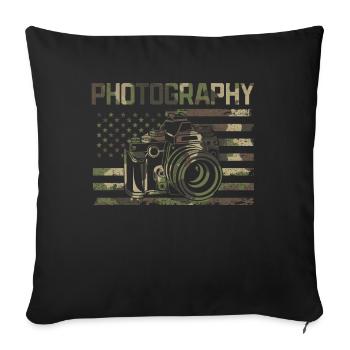 Photo Camera Photographer Camouflage Flag Photography - Sofa pillowcase 17,3'' x 17,3'' (45 x 45 cm) - black - Front