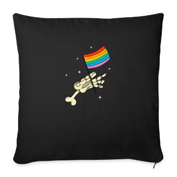 LGBTQ Skelett Hand Regenbogen Flagge Queer Pride - Sofakissenbezug 45 x 45 cm - Schwarz - Vorne