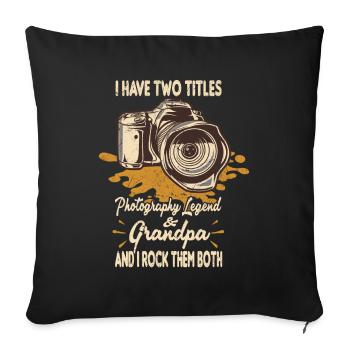 Deux titres : Photography Legend et Grandpa - Housse de coussin décorative 45 x 45 cm - noir - Devant