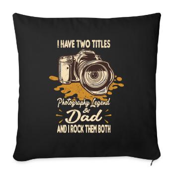 Deux titres : Photographie, Légende et Père, - Housse de coussin décorative 45 x 45 cm - noir - Devant