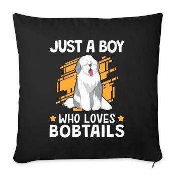 Boy the Bobtail loves Old English Shepherd - Sofa pillowcase 17,3'' x 17,3'' (45 x 45 cm) - black - Front