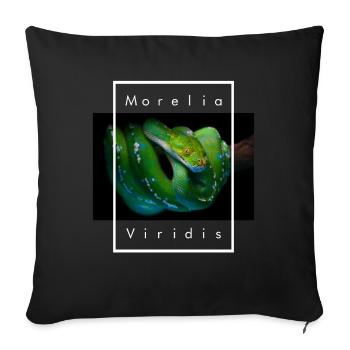 Morelia Viridis Arbre Vert Python Serpent Gardien - Housse de coussin décorative 45 x 45 cm - noir - Devant