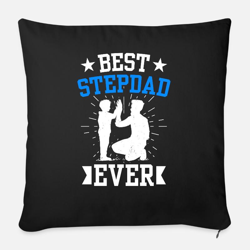 Meilleur beau-père de tous les temps Stepdad Stepdad - Housse de coussin décorative 45 x 45 cm - noir