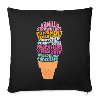 Crème glacée Word Cloud Cone Sundae - Housse de coussin décorative 45 x 45 cm - noir - Devant