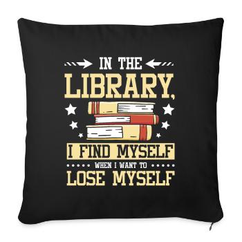 Dans la bibliothèque, je me retrouve - Housse de coussin décorative 45 x 45 cm - noir - Devant