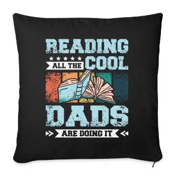 Papa fahther lisant des livres - Housse de coussin décorative 45 x 45 cm - noir - Devant