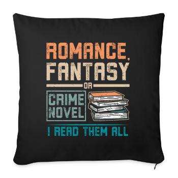 Romance, fantasy or crime novel reading - Sofa pillowcase 17,3'' x 17,3'' (45 x 45 cm) - black - Front