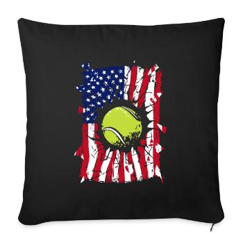 Tennis USA Drapeau - Housse de coussin décorative 45 x 45 cm - noir - Devant