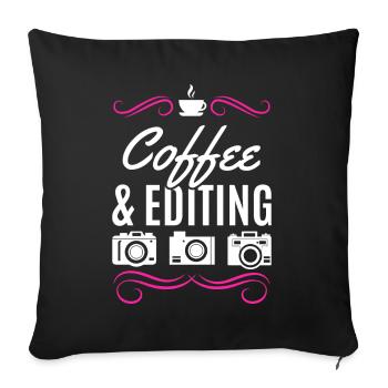 Photographie Café & Édition Photo Caméra Photographe - Housse de coussin décorative 45 x 45 cm - noir - Devant