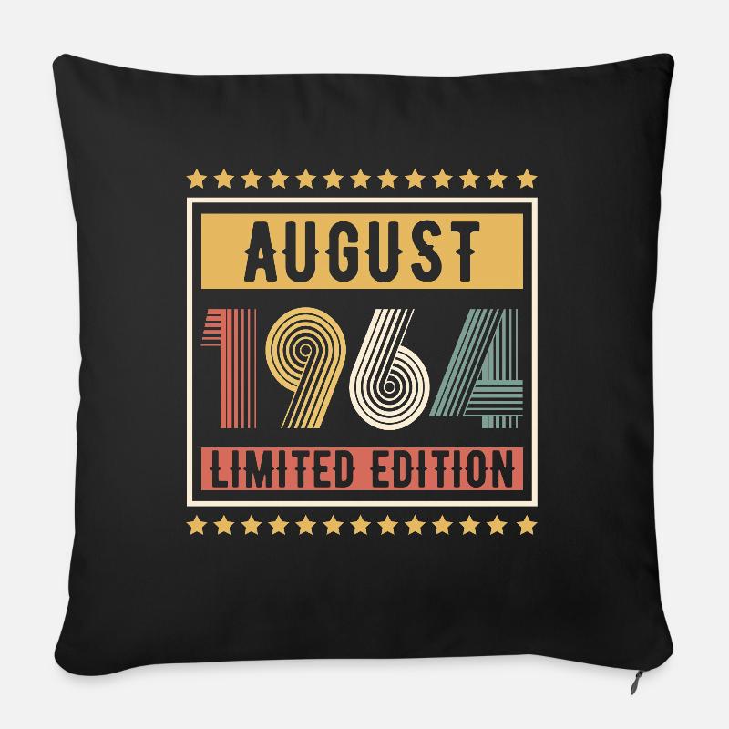 Vintage August 1964 Limited Edition Birthday - Sofakissenbezug 45 x 45 cm - Schwarz