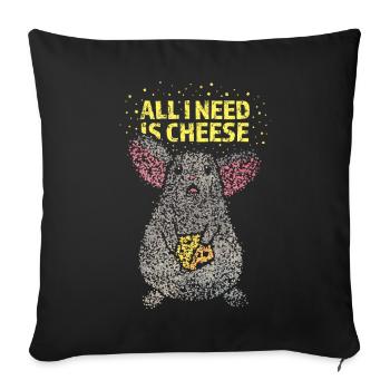 Rats Mouse Owner House Mouse Cheese Cheese Lover - Sofa pillowcase 17,3'' x 17,3'' (45 x 45 cm) - black - Front