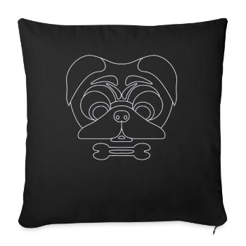 Motif de tête de chien motif animal avec carlin - Housse de coussin décorative 45 x 45 cm - noir - Devant