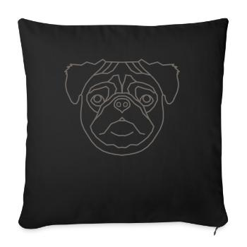 Motif de tête de chien motif animal avec carlin - Housse de coussin décorative 45 x 45 cm - noir - Devant