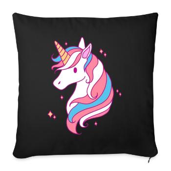 Trans Pride Unicorn LGBT Trans Ally - Sofa pillowcase 17,3'' x 17,3'' (45 x 45 cm) - black - Front
