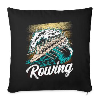 Aviron Aviron Aviron Bateau Aviron - Housse de coussin décorative 45 x 45 cm - noir - Devant