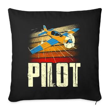 Pilot Private Aircraft Light Aircraft Small Aircraft - Sofa pillowcase 17,3'' x 17,3'' (45 x 45 cm) - black - Front