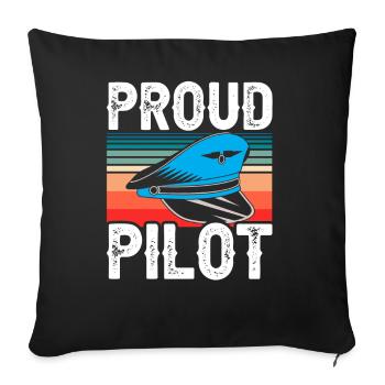 Proud Pilot Light Aircraft Small Aircraft Jet - Sofa pillowcase 17,3'' x 17,3'' (45 x 45 cm) - black - Front