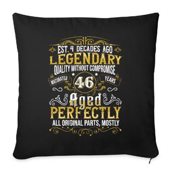 Vintage Légendaire - Vieilli parfaitement 46ème anniversaire - Housse de coussin décorative 45 x 45 cm - noir - Devant