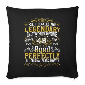 Vintage Légendaire - Vieilli parfaitement 48ème anniversaire - Housse de coussin décorative 45 x 45 cm - noir - Devant