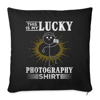 Photo: C’est ma chance Photographe de chemise de photographie - Housse de coussin décorative 45 x 45 cm - noir - Devant