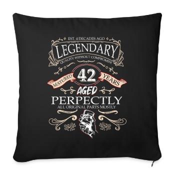 Vintage Légendaire - Vieilli parfaitement 42ème anniversaire - Housse de coussin décorative 45 x 45 cm - noir - Devant