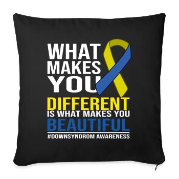 Différentes belles consciences du syndrome de Down - Housse de coussin décorative 45 x 45 cm - noir - Devant