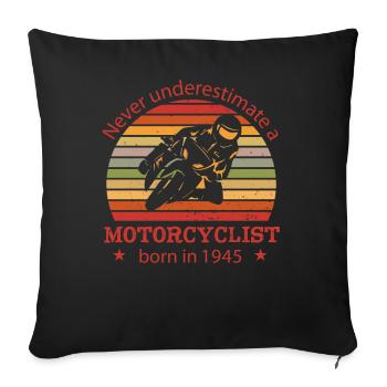 Moto vintage 1945 anniversaire cyclomoteur - Housse de coussin décorative 45 x 45 cm - noir - Devant