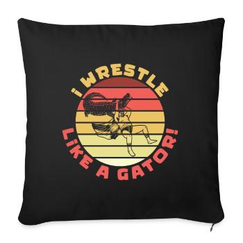 Crocodile Alligator Wrestling Reptile Gift - Sofa pillowcase 17,3'' x 17,3'' (45 x 45 cm) - black - Front