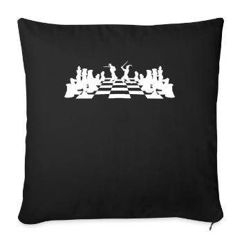 Échiquier Combat Pièces d'échecs - Housse de coussin décorative 45 x 45 cm - noir - Devant