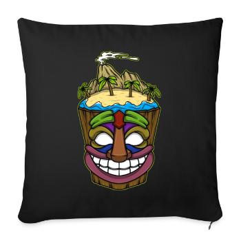 Tiki Head Tiki Hawaï Hawaï Luau - Housse de coussin décorative 45 x 45 cm - noir - Devant