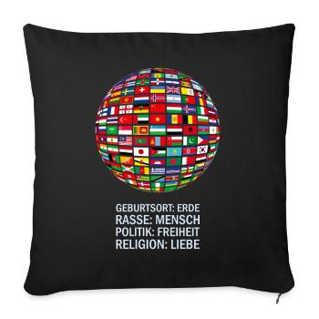 belle paix tous les drapeaux « contre le racisme » - Housse de coussin décorative 45 x 45 cm - noir - Devant