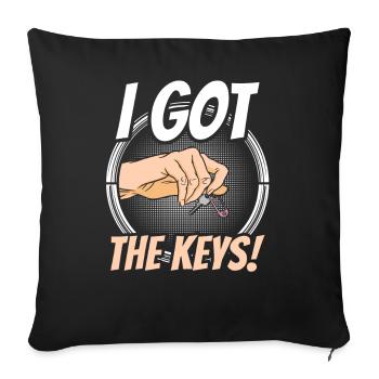 J’ai l’hôte propriétaire clé - Housse de coussin décorative 45 x 45 cm - noir - Devant