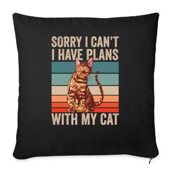 Unfortunately can't I have plans with my cat - Sofa pillowcase 17,3'' x 17,3'' (45 x 45 cm) - black - Front
