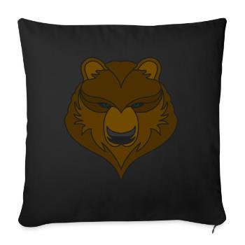 Grizzly Bear Motif Portrait avec ours - Housse de coussin décorative 45 x 45 cm - noir - Devant