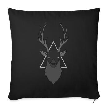 Red deer antlers with deer antlers - Sofa pillowcase 17,3'' x 17,3'' (45 x 45 cm) - black - Front