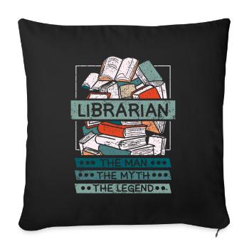 Légende du mythe de l’homme bibliothécaire - Housse de coussin décorative 45 x 45 cm - noir - Devant