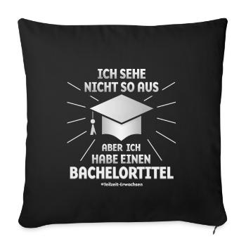 Teilzeit Erwachsen mit Bachelortitel - Sofakissenbezug 45 x 45 cm - Schwarz - Vorne