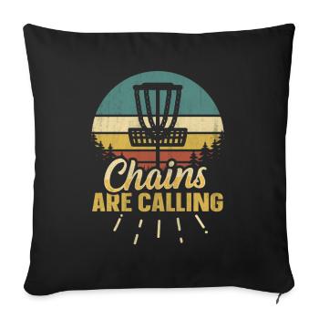 Les chaînes rétro Sunset appellent le disc golf - Housse de coussin décorative 45 x 45 cm - noir - Devant