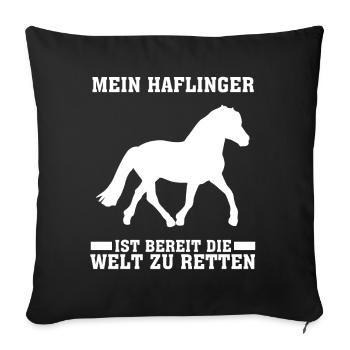 Haflinger Reiten - Sofakissenbezug 45 x 45 cm - Schwarz - Vorne