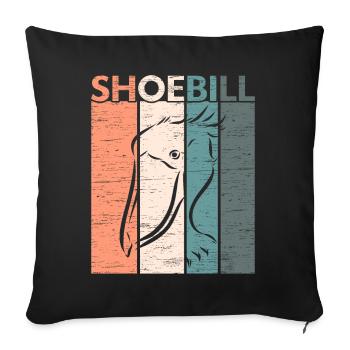 Retro Schuhschnabel Storch Walfischkopf Vogelbeoba - Sofakissenbezug 45 x 45 cm - Schwarz - Vorne