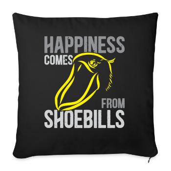 Happiness comes from shoebeaks Stork Whale - Sofa pillowcase 17,3'' x 17,3'' (45 x 45 cm) - black - Front