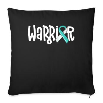Cervical Cancer Warrior Teal White Ribbon Family - Sofa pillowcase 17,3'' x 17,3'' (45 x 45 cm) - black - Front