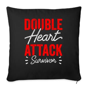 Double Heart Attack Surviving Heart Attack - Sofa pillowcase 17,3'' x 17,3'' (45 x 45 cm) - black - Front