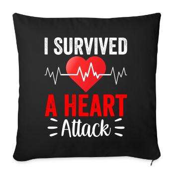 J’ai survécu à une crise cardiaque - Housse de coussin décorative 45 x 45 cm - noir - Devant